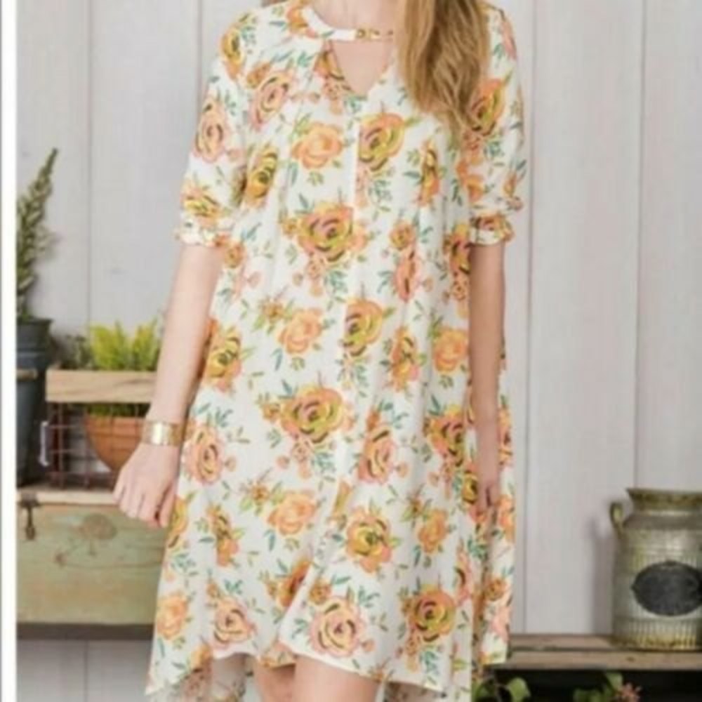 MATILDA JANE Sunday Best Cheery Swing Dress Sz XS Farmhouse Floral Cottage core